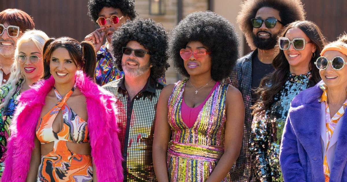 (L-R) Reza Farahan, Paola Mayfield, CJ Franco, Teck Holmes, Jason Smith, Lauren Speed-Hamilton, Wendell Holland, Kristen Doute, and Jill Zarin compete on 'The GOAT.'