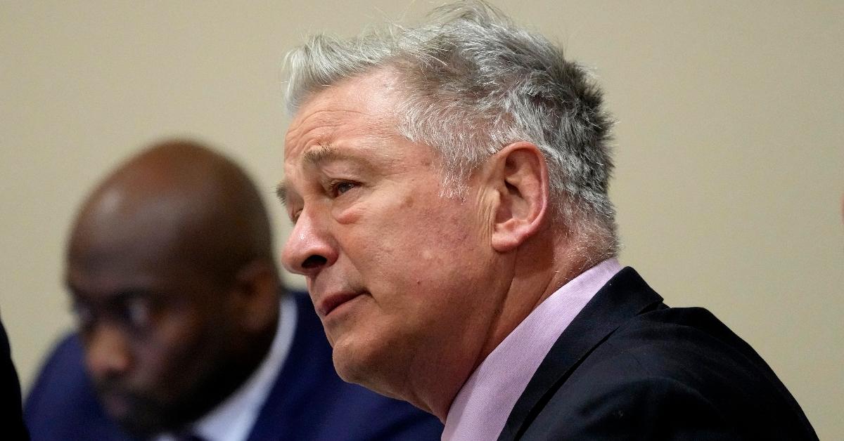 Alec Baldwin sits in court during his trial