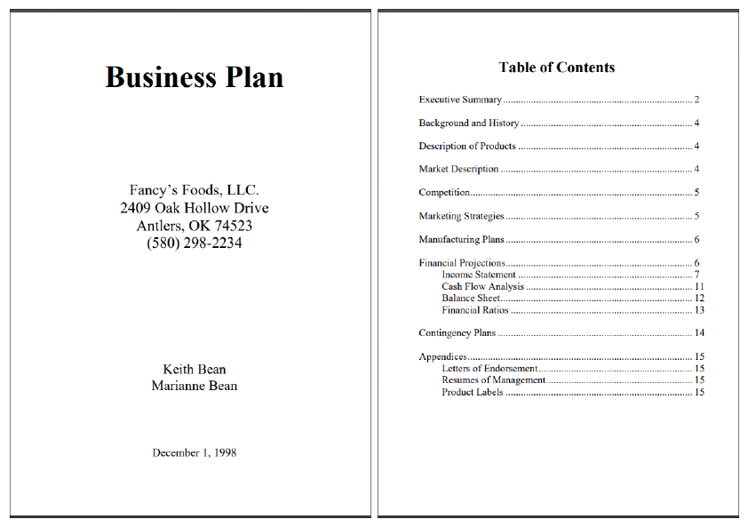 uvm sample business plan